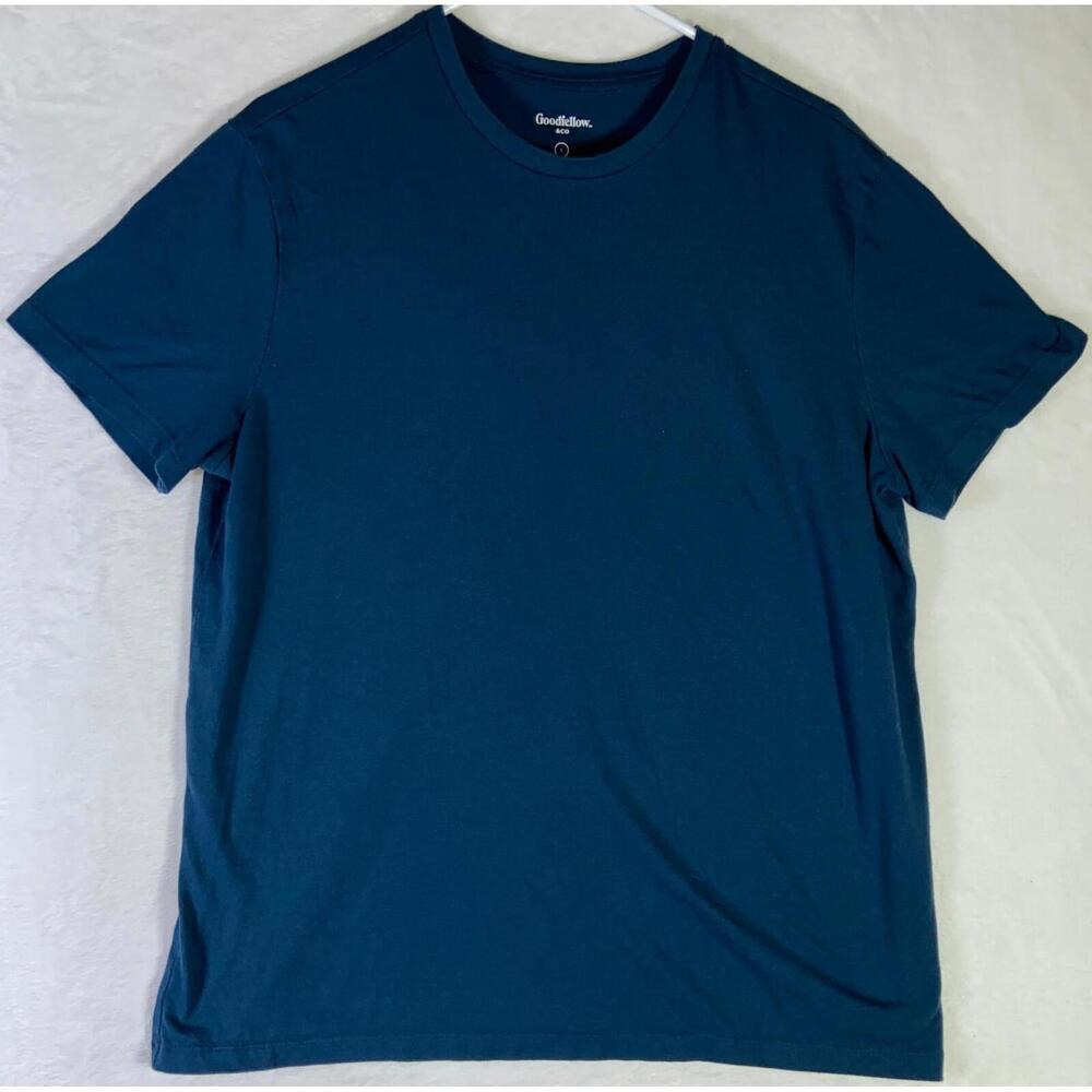 Goodfellow Mens T Shirt Large L Standard Fit Nature Logo Short Sleeve Blue/Green